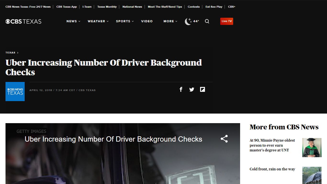 Uber Increasing Number Of Driver Background Checks - CBS Texas - CBS News